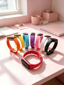 8pcs/Set Unisex Student Children TPU Silicone Strap LED Digital Heart Electronic Watch, Disposable Battery White Light Glowing Wristband, Time Display Only, Suitable For School, Daily Wear, Holiday Birthday Gifts And More - Multicolor - View 6