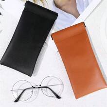 2PCS Magnetic Glasses Case With Spring Top - Soft Leather Case Pouch For Sunglasses - Orange - View 7