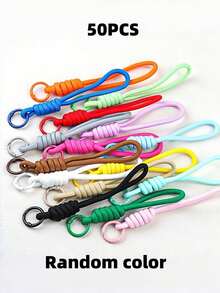 12-100pcs Colorful Handmade Woven Rope Keychains, Nylon Rope DIY Handmade Weaving Set, Keychain And Backpack Pendant Materials, Colorful Keychain Lanyards, Key Rings, Phone Accessories, Bag Pendant Anti-Loss Key Ring Phone Accessories Polyester Fiber - Multi-color - View 11