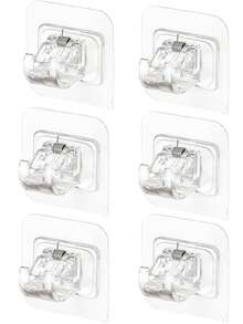 4-Piece No-Drill Adjustable Curtain Rod Brackets With Self-Adhesive, For Bathroom, Kitchen, Space Saving - Clear - View 10