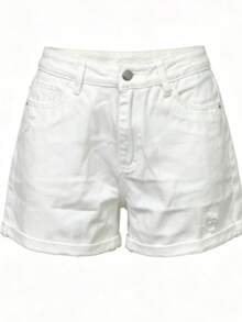 Casual Distressed Washed Loose Fit Denim Jeans For Women, American Street Style, Versatile Summer Holiday White - White - View 7