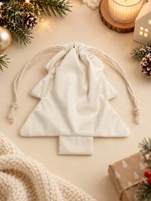 1PC Custom Sublimation Christmas Tree Shaped Drawstring Pouch, Personalized Name Printed Xmas Gift Bag, Tree Silhouette With Drawstring Closure, 3 Available Styles, Home Holiday Decor, Ideal Holiday Gift For Family And Friends - Multicolor - View 10