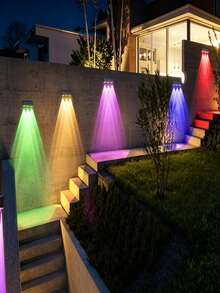 Solar Powered Fence Lights Outdoor, Upgraded Brightness 3 LED Lens Fence Lights, Solar Powered, 10 Fixed Colors And RGB Lights, IP65 Waterproof Solar Lights, Suitable For Backyard/Fence/Stairs/Patio - RGB - View 7