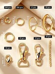 1 Box Approx. 524pcs Keychain Making Kit, Keychain Craft Materials, Includes Keychain Hooks, Lanyard Spring Clasps, Key Rings And Split Rings, Suitable For DIY Jewelry Lanyard Making - Boxed Keychain Set - View 3