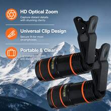 Portable 12X Telephoto Lens Professional Mobile Lens, HD Zoom, Wide-Angle And Telephoto In One, High-Quality Optical Lenses, Compatible With Most Smartphones For Travel & Photography, Sleek Design, Precision Focus Lens - Multicolor - View 12
