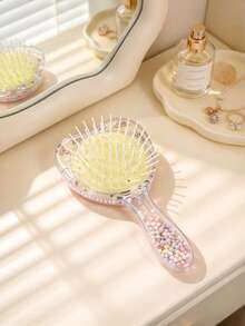 1PC/8PCSCute Heart Flower Shape Air Cushion Hair Brush, Transparent Handle With Colorful Beads, Portable Massage Comb For Women Girls, Anti-Static Paddle Detangler Hairbrush, Travel Daily Hair Styling Tool, Sweet Kawaii Hair Accessory - Multicolor - View 17