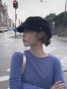 1pc Women's Solid Color Braided Anchor Pattern Newsboy Cap, Fashionable Korean Style For Daily Wear And Matching - Multicolor - View 8