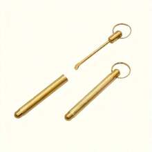 2/9/22pcs/ Mini Metal Ear Cleaning Spoon With Keychain - No Battery Required, Travel Essential, Non-Glowing (No Blade) - Gold - View 7