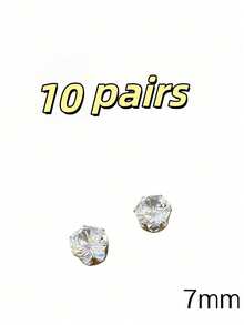 Men's Magnetic Ear Studs, No Piercing Required, Cubic Zirconia Decorated Clip-On Earrings - Multicolor - View 17