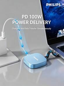PHILIPS Ổ cứng di động SSD 512G/1TB hít nam châm USB3.2 tốc độ cao 1000MB/s Type‑C kết nối trực tiếp điện thoại máy tính bảng PSSD mở rộng bộ nhớ ngoài màu xanh nhạt 81PS - Xem 5
