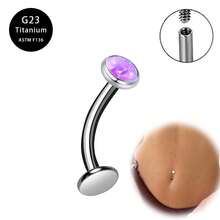 G23 Pure Titanium Floating Navel Ring 14G Internal Threaded Belly Piercing Jewelry Hypoallergenic - A - View 9