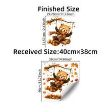 1pc/4pcs Autumn Static Window Clings, Cute Red Panda Swing Window Stickers, Kids Room Fall Decor, Removable Glass Decals - Multicolor - View 2
