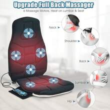 Lifezeal Massage Seat Cushion Back Massager W/ Heat & 6 Vibration Motors For Home - Black - View 3