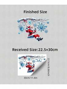 Christmas Window Sticker, Santa Claus Static Cling Window Sticker, Icy Snowflake Frosty Branch Pattern, For Winter Holiday Window Decorations For Winter, Birthday, Christmas Xmas Winter Wonderland Decorations, Winter Holiday Window Decorations - Multicolor - View 7