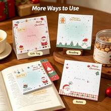 8PCS Christmas Sticky Notes (2 Packs/4 Pieces Per Pack) - Santa Claus & Snowman Christmas Memo Pads, Self-Adhesive Sticky Notes, Suitable For Office, Home, School, Christmas Party Supplies - A - View 4