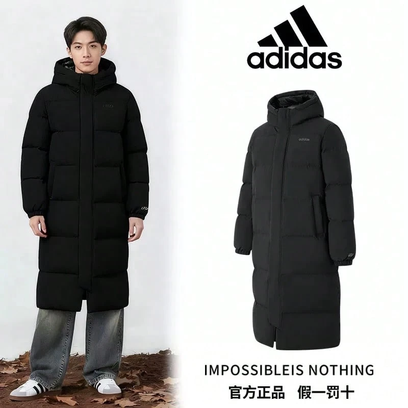 Adidas Authentic Men's Warm Jacket Down Mid-Length Padded Coat JL9616 - Black - View 1