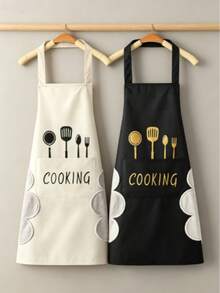 Waterproof And Breathable Kitchen Apron With Pockets, Both For Men And Women, Fashionable Style And Easy To Clean,Kitchen,Bathroom,Home,Household Suppliers - Black - View 17