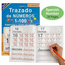Lachilly Spanish Number Tracing Workbook 1-100, 32 Pages Preschool Kindergarten Number Writing Practice Book, Children Handwriting Number Learning, Spanish Language Learning Material - Multicolor - View 11