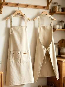 [2026 New Fashion Durable Canvas Apron]Home Kitchen Cooking Breathable Workwear Simple Halter Neck Anti-Splash Apron Shoulder Strap Style Painting Fashion Home Canvas Work Apron Women's - Multicolor - View 2