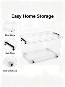 Clear Plastic Storage Box With Black Latching Lid, Stackable See‑Through Organizer Bins, Dust‑Proof Moisture‑Resistant, For Closet Bedroom Garage Pantry, Sort Clothes Toys Sundries, Storage Organizer For Renters Students Family - Multiple Specifications - View 7