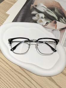 1 Pair Women's Square Metal Half-Frame Glasses, High Quality, Fashionable And Sexy, Versatile Casual, Suitable For Daily Wear, Campus, Reading, Office And Other Occasions - Multicolor - View 7