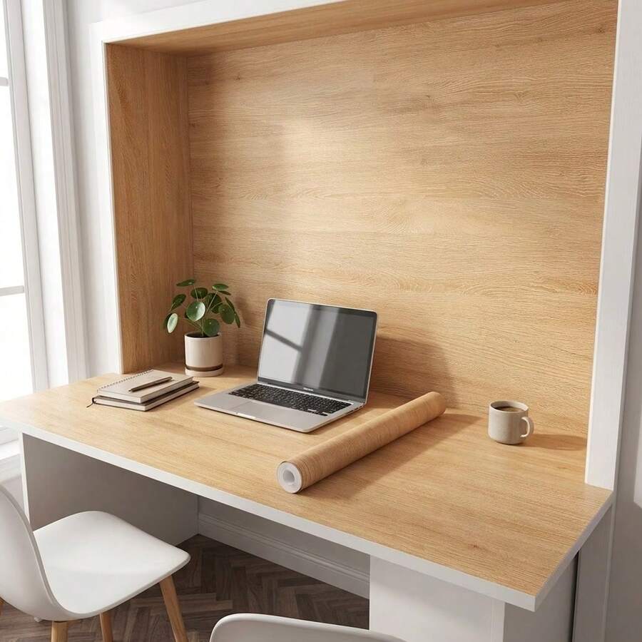 Natural Realistic Wood Grain Self-Adhesive Wallpaper, Removable Wallpaper, Suitable For Table, Wardrobe, Cabinet Decoration - Yellow Oak - View 1