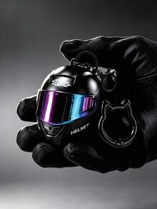 2pcs/Set - Cool Motorcycle Helmet Keychain Pendant With Spare Cat Ear Key Ring Clip, Gradient Lens Helmet Key Chain Motorcycle Bag Charm Bag Accessory, Wallet Charm, Mini Motorcycle Helmet Key Chain Bag Charm, Flip Cover Motorcycle Helmet Rider Keychain Key Ring, Unisex Rider Backpack Car Accessory - Multicolor - View 8
