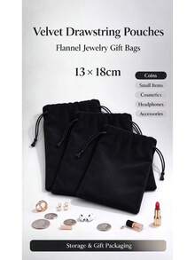 1/5/10 Buah Kantong Serut Beludru Berbagai Ukuran, Tas Hadiah Perhiasan Flanel untuk Koin, Barang Kecil, Kosmetik, Headphone, Aksesoris, Penyimpanan & Kemasan Hadiah - tas beludru serut - View 3