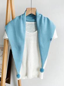 1 PC Women Pure Wool Knit Triangle Scarf, Solid Color Multi‑Way Wear Warm Neck Wrap Shawl, Minimalist Fall Winter Layering Accessory - Multi-color 7 - View 21