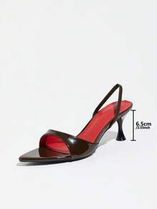 Sandal Wanita Hak Kitten dengan Bagian Belakang Terbuka, Desain Warna Kontras Avant-Garde, Sepatu Hak Rendah Serbaguna dengan Ujung Lancip dan Bentuk Melebar, Sandal Selop Satu Tali dengan Finishing Cermin Lembut dan Tali Belakang Elastis, Cocok untuk Klub Malam, Liburan, Pesta, Kencan, Perjalanan, Gaya Vintage, Cokelat Kopi - Coffee Brown - View 8