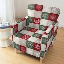 1pc Christmas Print Elastic Small 5-Piece Chair Cover, Single Seat Dust-Proof Sofa Cover For Living Room And Bedroom, All Season - Multicolor - View 9