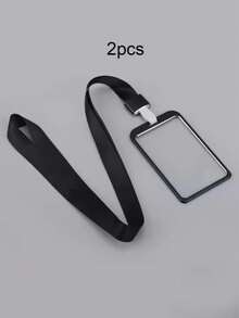 2pcs Black/Silver/Gold Stylish Aluminum Alloy ID Card Holder - With Lanyard Student Work Credential Clip Office Supplies Card Storage LD Card Protective Case, For Work, School, And Travel - Protects LD Cards And Credit Cards, Back To School Essential - Multicolor - View 16