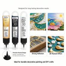 1.01 Fl Oz 3D Acrylic Outline Pen, Multiple Colors Available, DIY Doodle Painting Pen Suitable For Glass, Ceramic, Stone, Art And Handmade Crafts - Single Piece - View 33