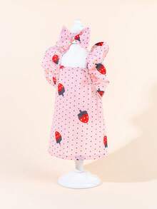 1pc Dog & Cat Mesh Wedding Dress With Bow, Cute Fashionable Elegant Charming Creative Personalized Design Printed Pet Dress - Multicolor - View 4