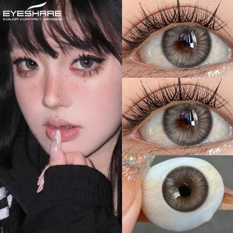 Eyeshare زوج واحد من عدسات الاتصال الملونة للعيون عدسات عيون ناعمة طبيعية عدسات رمادية تجميلية