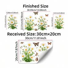 1pc Static Window Clings, White Daisy Butterfly Snail Window Stickers, Floral Glass Decals, Reusable Removable Window Art, Home Living Room Bedroom Window Decor, Cute Nature Pattern Static Stickers For Glass Surfaces - Flowers - View 12