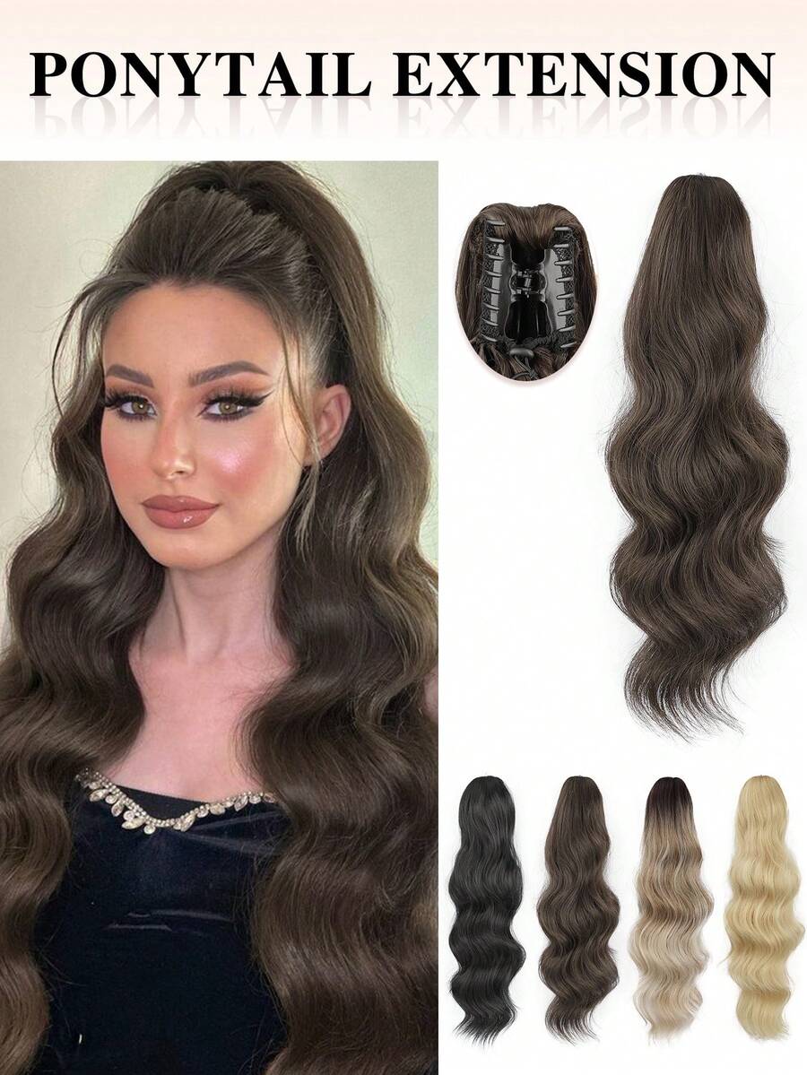 nimoki 24 Inch Clip-In Ponytail Hair Extension, Heat-Resistant Fiber, Suitable For Girls And Women, Party And Daily Use (Dark Brown) - Dark Brown - View 1