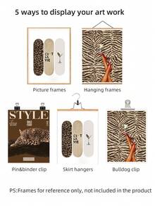 1/3pcs Frameless Brown Leopard Zebra Skateboard Y2K Wall Art Dorm Gift - Multi-color - View 7
