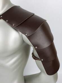 Medieval Viking PU Leather One Shoulder Armor, Vintage Layered Riveted Shoulder Guard, Unisex Nordic Warrior Knight Ranger LARP Renaissance Cosplay Halloween Costume Accessory - A - View 5
