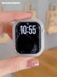 1 buah Casing Pelindung Anti Benturan Berongga Resin Keras PC Putih, Kompatibel dengan Apple Watch 40/41/42/44/45/46mm, Kompatibel dengan Apple Watch SE/12/11/10/9/8/7/6/5/4 Series, Aksesori Smartwatch - Gletser putih yang berlubang - View 2