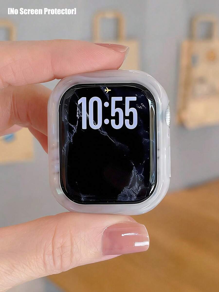 1 buah Casing Pelindung Anti Benturan Berongga Resin Keras PC Putih, Kompatibel dengan Apple Watch 40/41/42/44/45/46mm, Kompatibel dengan Apple Watch SE/12/11/10/9/8/7/6/5/4 Series, Aksesori Smartwatch