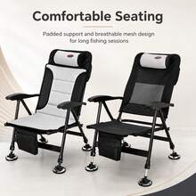 Foldable Camping Chair Adjustable Backrest Portable Fishing Chair - Grey - View 6