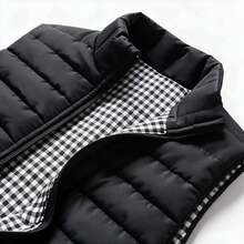 1pc Men's Autumn/Winter Sleeveless Jacket, Quilted Lightweight Stand Collar Vest, Warm Padded Coat - Black - View 6