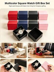 1/6/12pcs Classic Gift Box, Premium Watch Box, High-Quality Luxury Watch Storage Box With Sponge Padding, Multi-Layer Bracelet Storage Box, High-End Durable Gift Packaging Box, Suitable For Electronic Watches - Multicolor - View 1