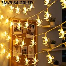 1.5/3/6m Moon & Star Fairy String Lights, Moon Light String, Suitable For Valentine's Day, New Year's Day, Daily Indoor Room, Party Decoration, Atmosphere Light String [Battery Not Included] Halloween, Holiday Gift Lights - Star Ring Moon - View 14