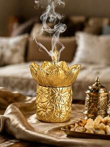 1pc Floral Resin Incense Burner, Middle Eastern Arabic Style Aromatherapy Decor, Exquisite Floral Design, Ideal Decoration For Living Room, Home, Office, Meditation Space, Desk, Festivals And Parties, Perfect Decorative Gift - Incense Burner - View 4