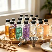 Botol Kaca Serbaguna 10/12/20/30 2oz dengan Tutup Sekrup Hitam & Corong Logam, Botol Isi Ulang Anti Bocor untuk Minyak Aromaterapi, Esensi Perawatan Kulit, Bumbu Dapur, Wadah Penyimpanan & Penyajian Cairan - View 3