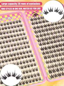 28 Rows 308 Clusters False Eyelashes, 2 Styles Mixed, 11mm Length Soft Fluffy Eyelash Clusters, Large Capacity, Single Cluster Eyelashes, C Curl, Suitable For Dating, Daily Life, Party, Stage Performance, Travel And Other Occasions - C - View 4