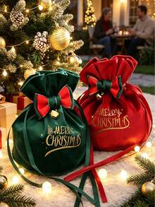 Christmas Gift Set, Drawstring Gift Bag With Bow, Santa Claus And Reindeer Letter Pattern, Christmas Tree Decoration, Christmas Eve Family Party Gift Decor, Christmas Valentine's Day - Multiple Options - View 6