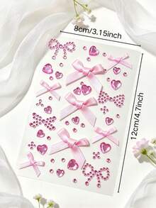 1pc Multi-Color Bow & Heart Rhinestone Decor Sticker Set, 3D Self-Adhesive Decorative Stickers With Exclusive Tweezers, Sweet & Cool Girl Style, For Phone, Laptop, Phone Case, Earphone Case, Water Bottle, Gift Box Packaging, Photo Album, Jewelry Handmade Crafts, Camera Lens Decoration - one-size - View 11